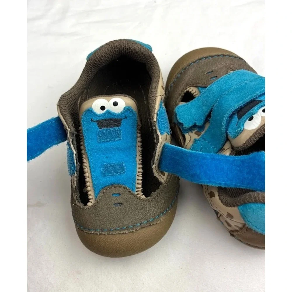 Stride Rite Cookie Monster Baby Boy Sz 5 Wide 5W Leather Shoes
